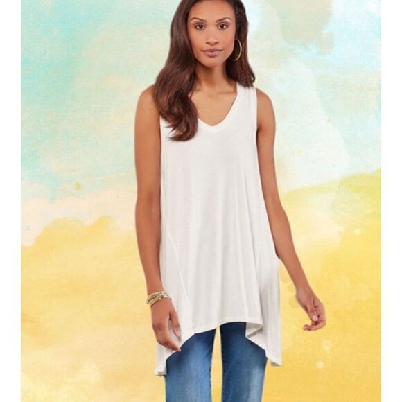 Soft Surroundings White Sublime Tank Tunic Top size L NWOT - Picture 1 of 10